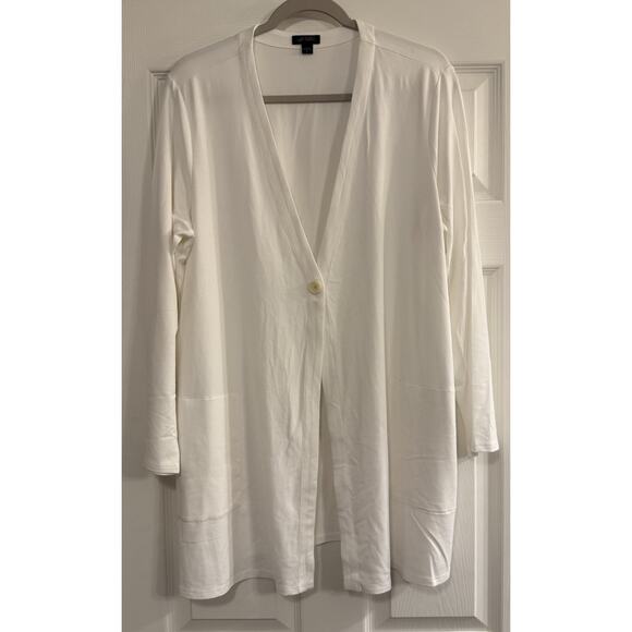 J Jill Wearever Knit Cardigan Women’s XL White Lagenlook Relaxed Minimalist EUC - Picture 1 of 13